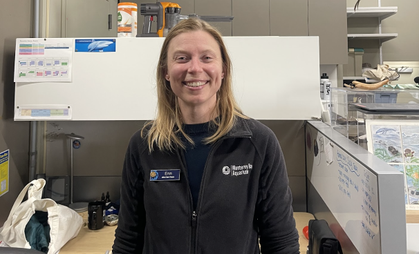 Erin standing in the Monterey Bay Aquarium lab space